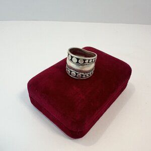 Womens Wide Band Ring Size 10.5 Silver Tone Boho Stainless Steel